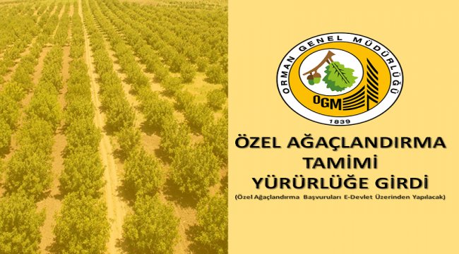 7310 Sayılı Özel Ağaçlandırma Tamimi Yürürlüğe Girdi