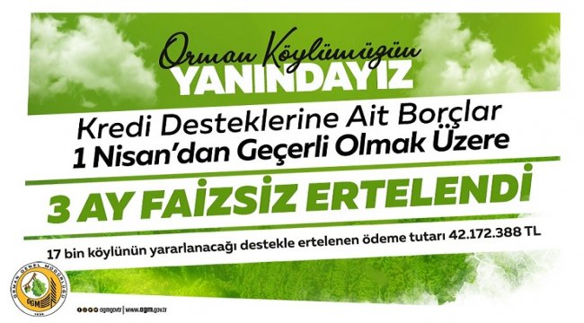 ORKÖY Kredi Desteklerinin Ertelenmesine İlişkin Duyuru