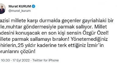 Bakan Kurum'dan CHP'li Özgür Özel'e yanıt: "Millete parmak sallamayı bırakın"