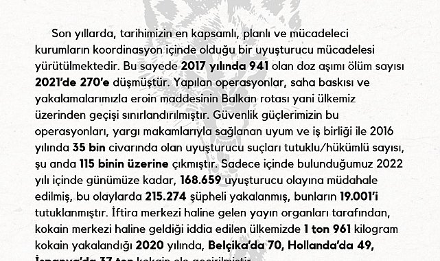 İçişleri Bakanlığından Türkiye'nin uyuşturucu ile mücadelesine yönelik haberler hakkında açıklama