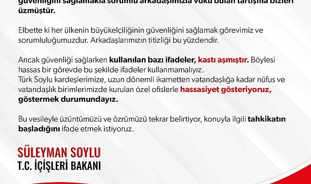 Bakan Soylu, Uygur Türkleri ile polis arasında yaşanan olaydan dolayı üzüntüsünü dile getirdi