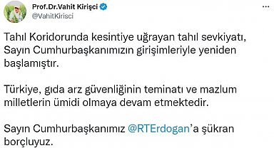 Tahıl koridorunda sevkiyat yeniden başladı