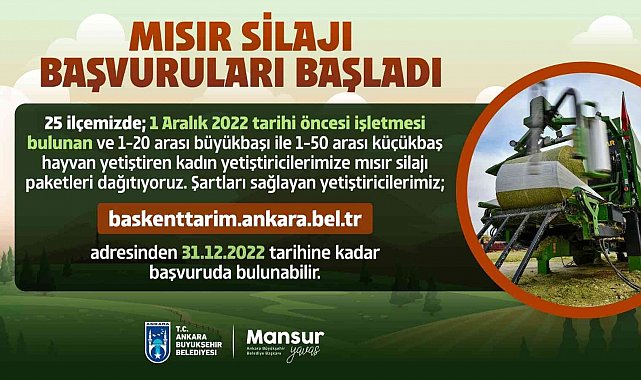 ABB'nin mısır silajı desteği için başvurular başladı