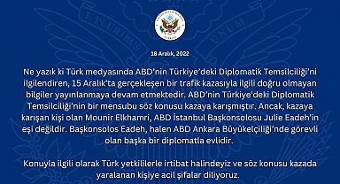 ABD Büyükelçiliği, ABD Başkonsolosu'nun eşinin kaza yaptığı haberlerini yalanladı