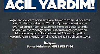 İskenderunspor, yardım çağrısında bulundu