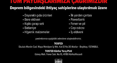 TOSFED, depremzedeler için yardım çağrısında bulundu