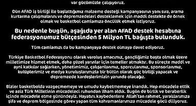 Türkiye Basketbol Federasyonu, AFAD'a 5 milyon TL bağışta bulundu