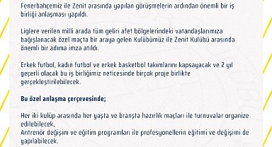 Fenerbahçe, Zenit ile 2 yıllık iş birliği anlaşması yaptı