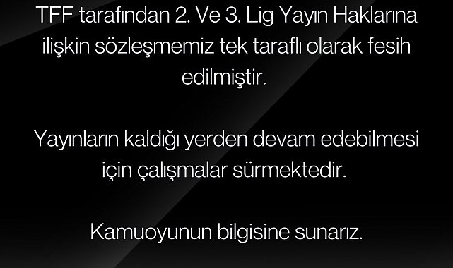 TFF, Fuchs Sports ile olan 2. ve 3. Lig yayın haklarına ilişkin sözleşmeyi feshetti