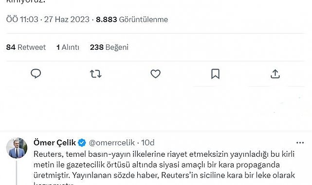 AK Parti Sözcüsü Çelik'ten Reuters'a tepki