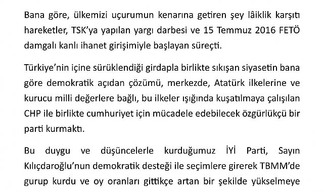 İYİ Parti Kurucu Genel Sekreteri Çıray, partisinden istifa etti